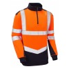 Leo Workwear Tapeley Class 2 Hi-Vis Orange 1/4 Zip Sweatshirt